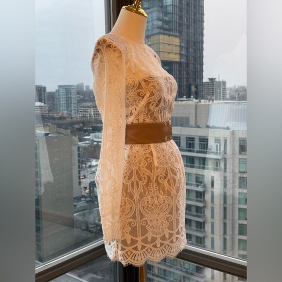 🆕 BRONX & BANCO 🧿 NWOT Casey White Lace Long Sleeve Mini Dress, Sz  XS / US 2 - Picture 9 of 16